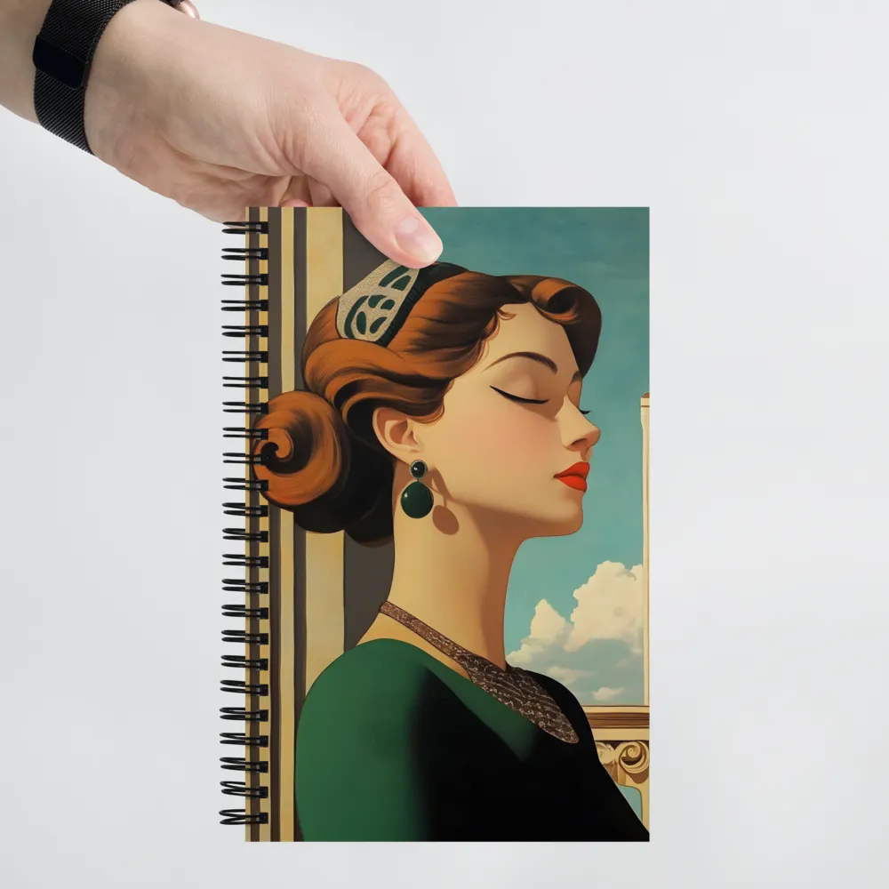 Emerald Serenity: An Art Nouveau Portrait 
 Spiral Notebook | 140 pages