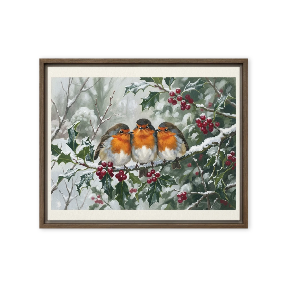 Winter Robins on Holly | Art Print
