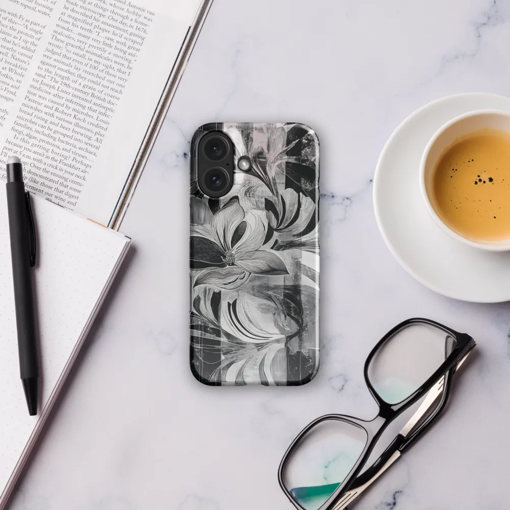 Monochrome Floral Abstraction 
 iPhone 13 mini | Tough Case