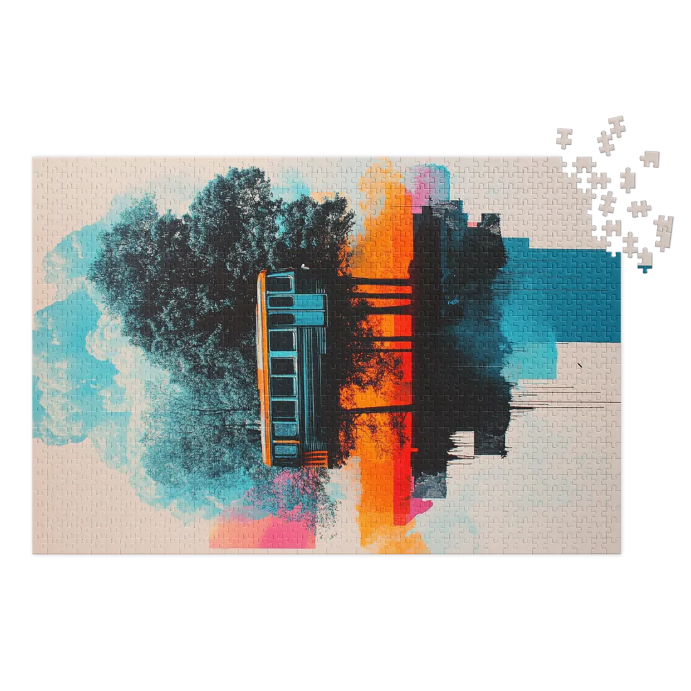 Surreal Train Among Trees