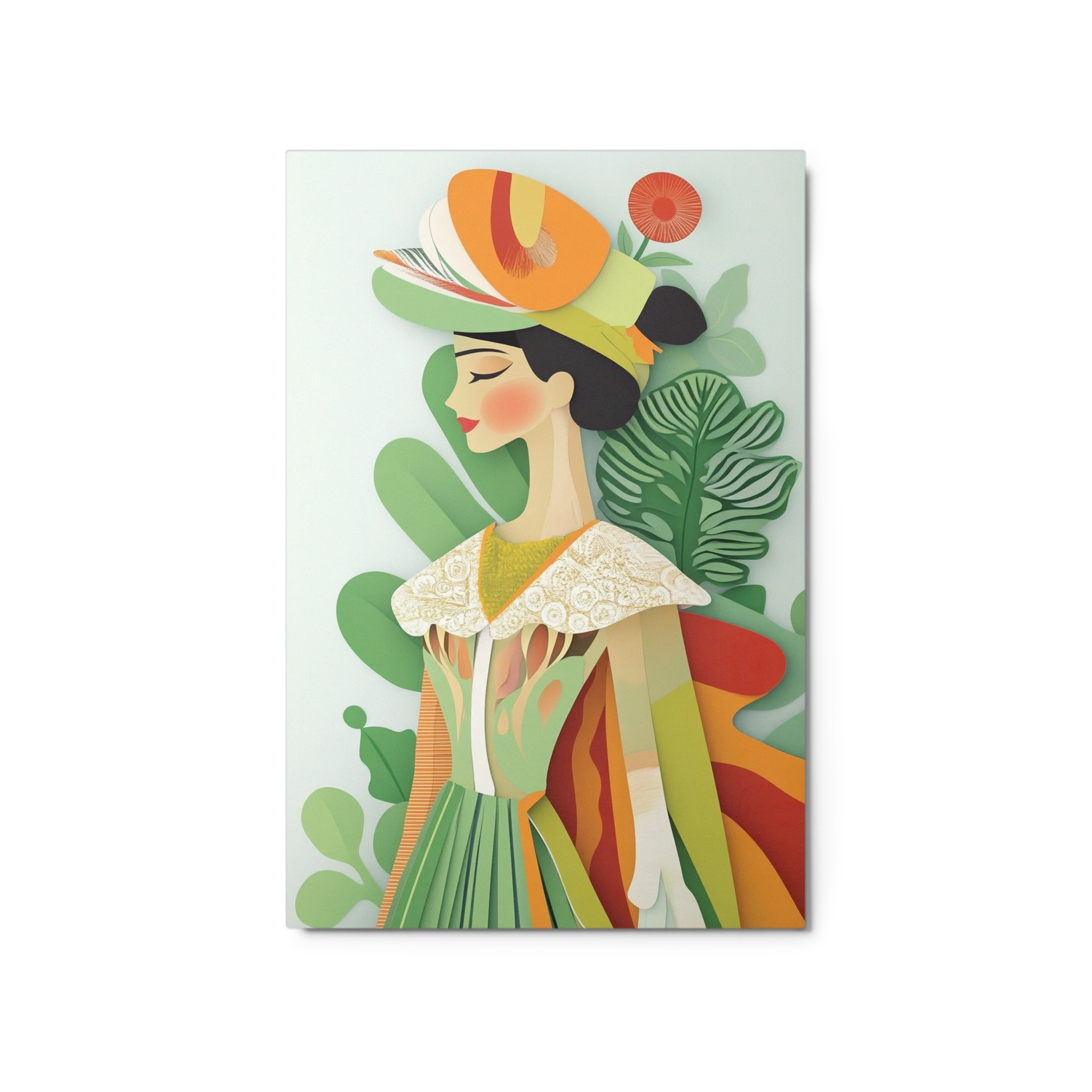 Fashionable Woman with Tropical Foliage