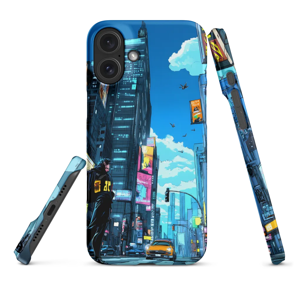 Cityscape with Figure and Taxi | Phone Case