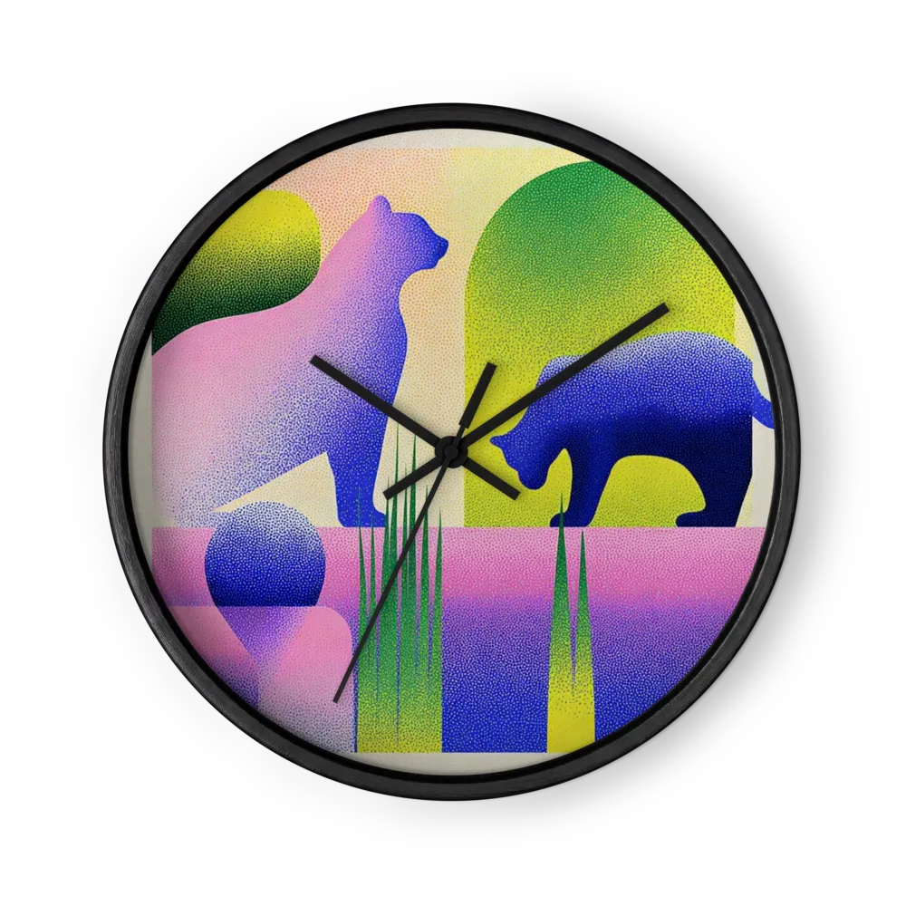 Pointillist Feline Composition | Wall Clock