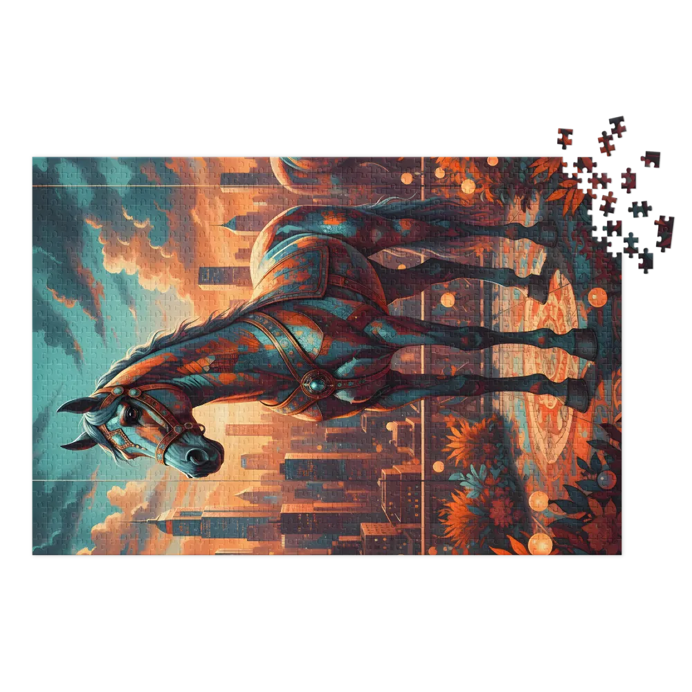 Armored Steed at Sunset