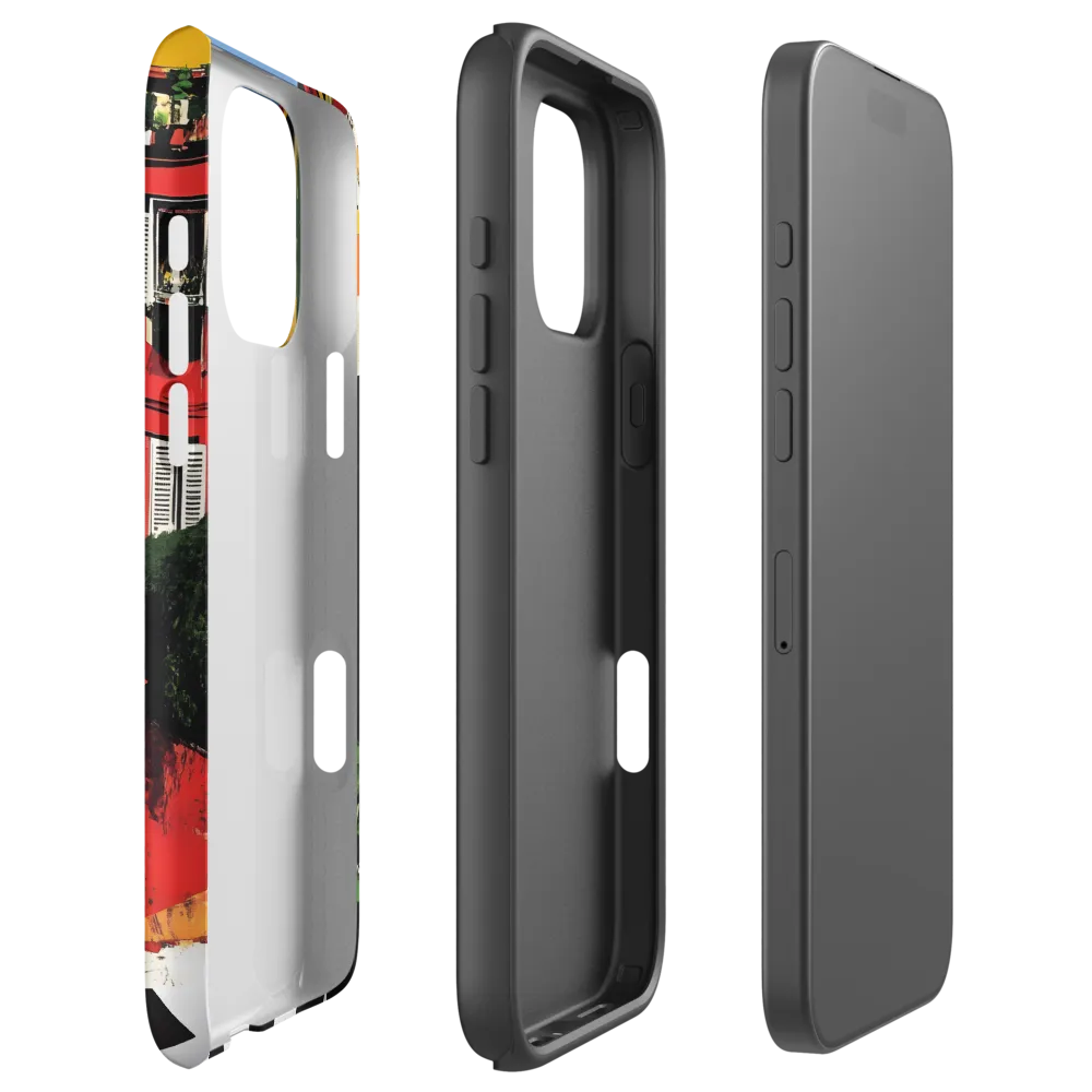 Vibrant Cityscape in Red and Yellow | Phone Case