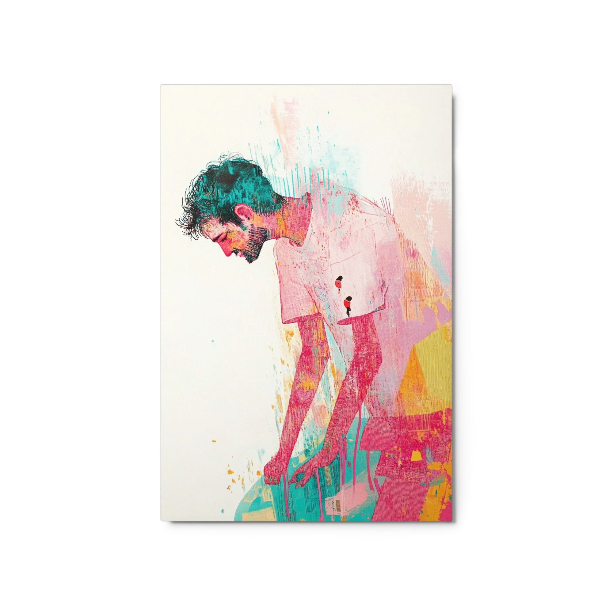 Thoughtful Man in Pink and Blue
