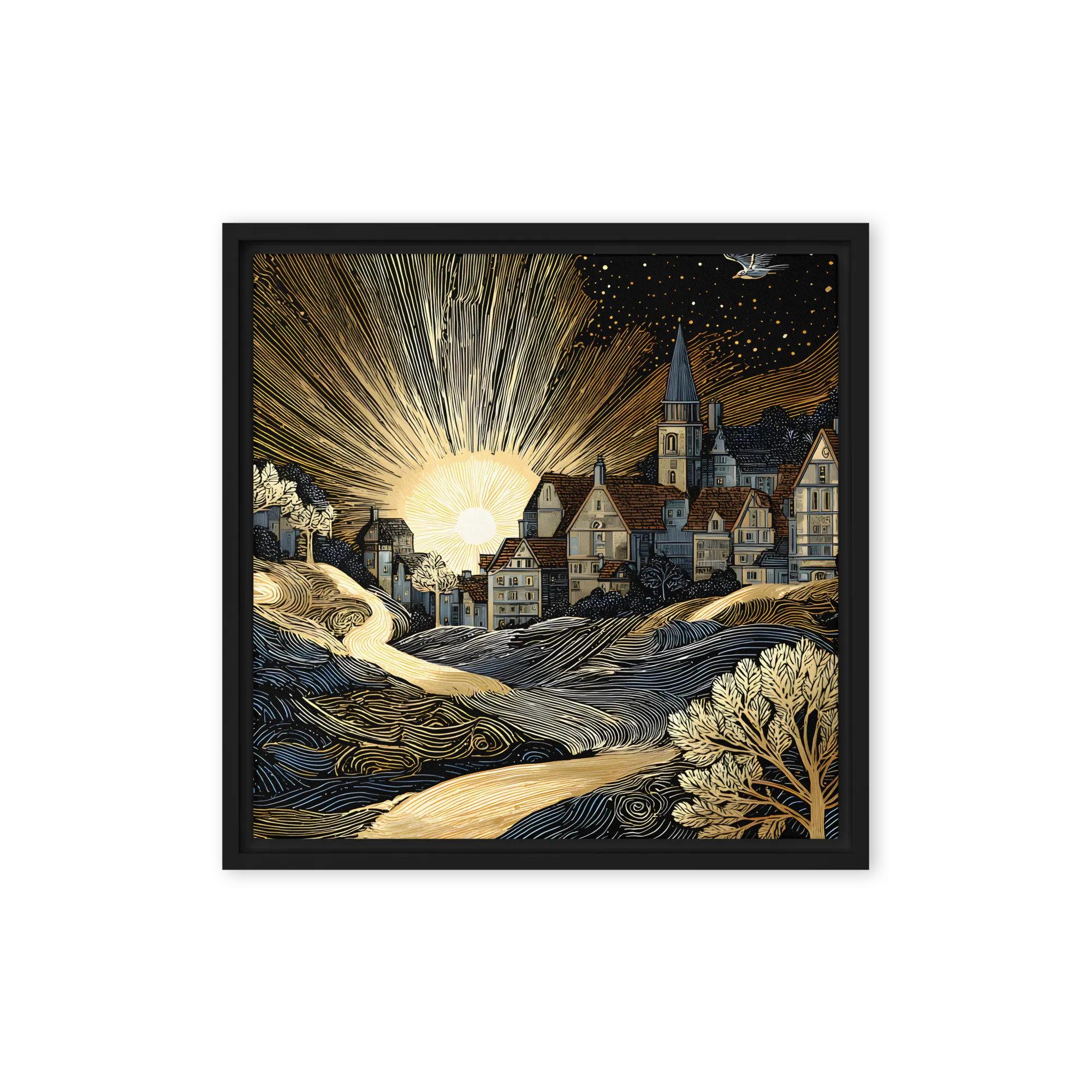 The Alchemy of Line and Shadow — Gold-leaf line engraving
