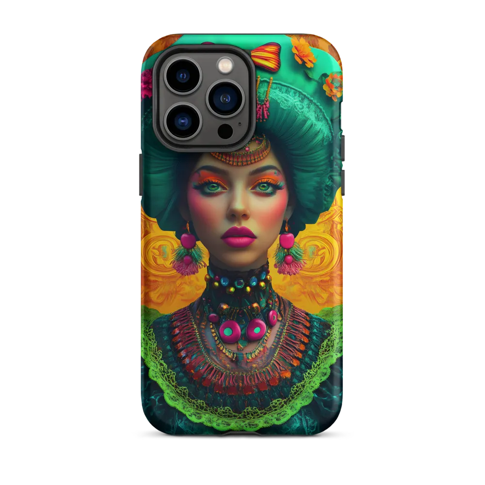 Vibrant Woman Portrait with Intricate Headdress | Phone Case