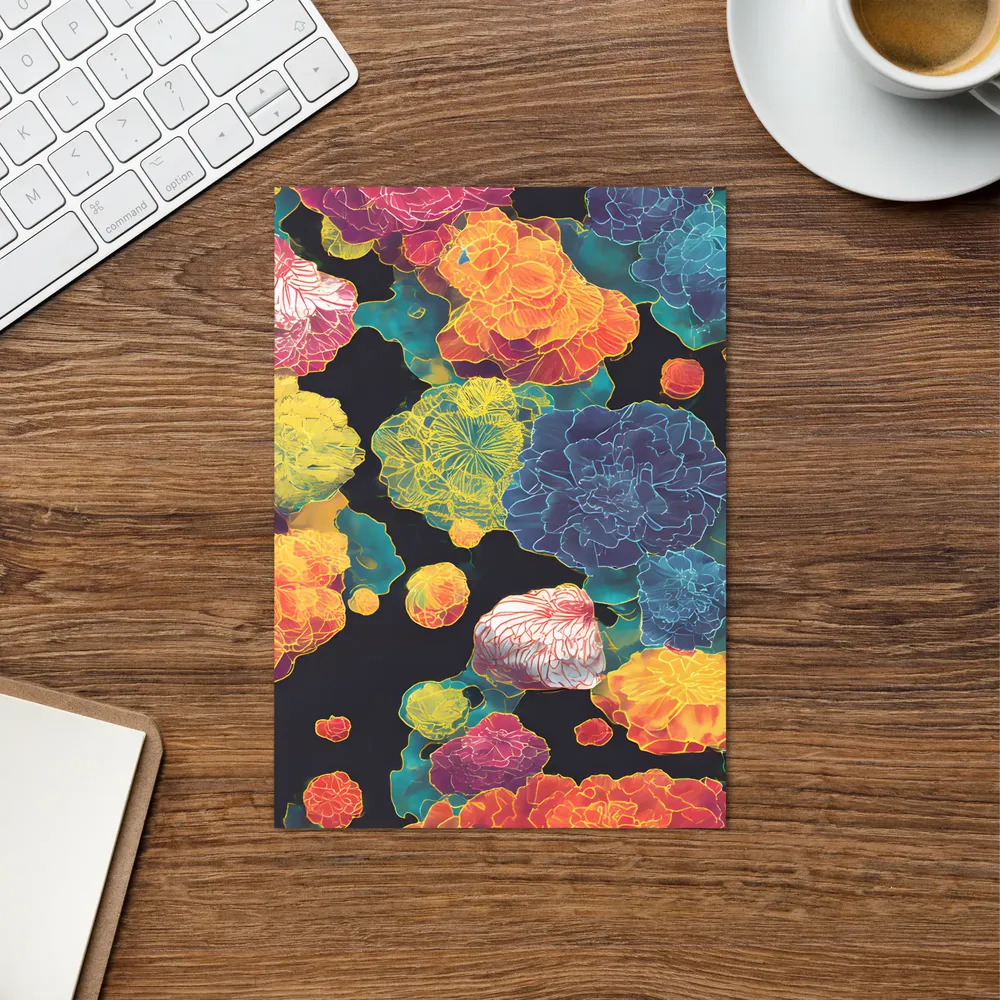 Neon Peony Tapestry | Greeting Card | 5″×7″