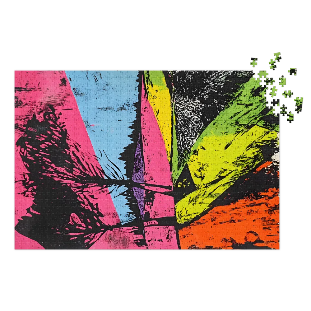 Psychedelic Screenprint Landscape 
 Jigsaw Puzzle in Tin Box