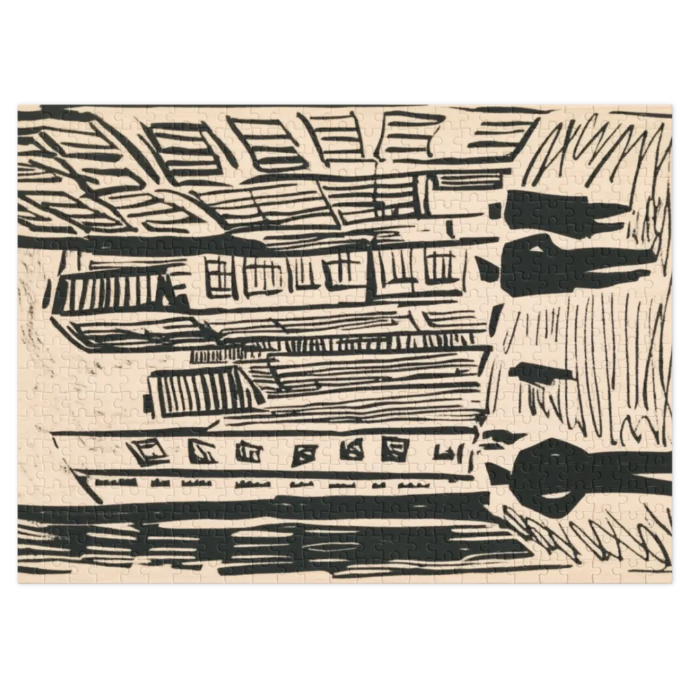 Expressionist Cityscape Woodcut | Jigsaw Puzzle (252/520 pieces)