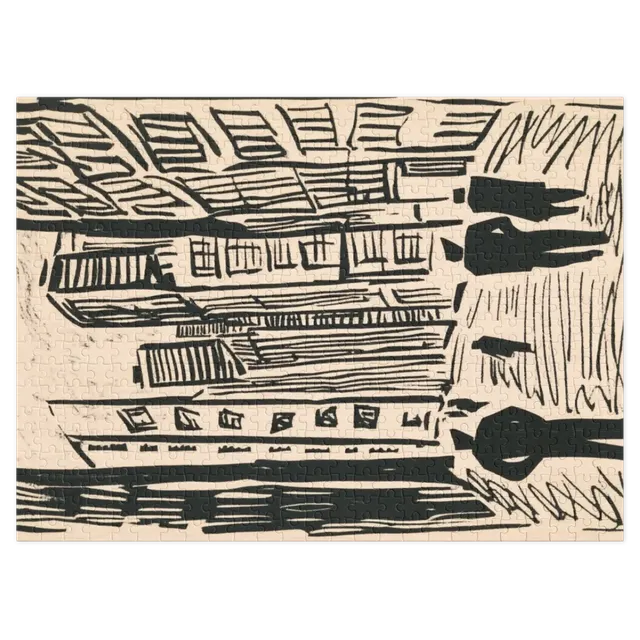 Expressionist Cityscape Woodcut | Jigsaw Puzzle (252/520 pieces)