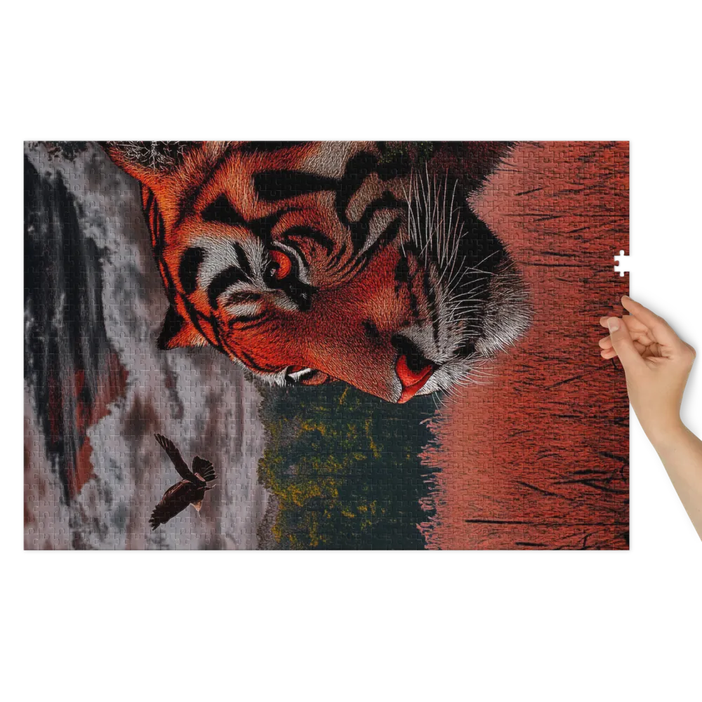 Tiger Portrait Against Dramatic Landscape | Jigsaw Puzzle (252/520 pieces)