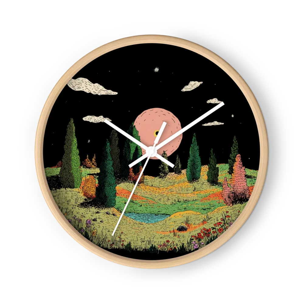 Rivers and Pines Under a Coral Moon — Night Meadows