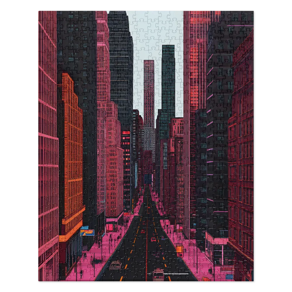 Neon Cityscape Vision 
 Jigsaw Puzzle in Tin Box