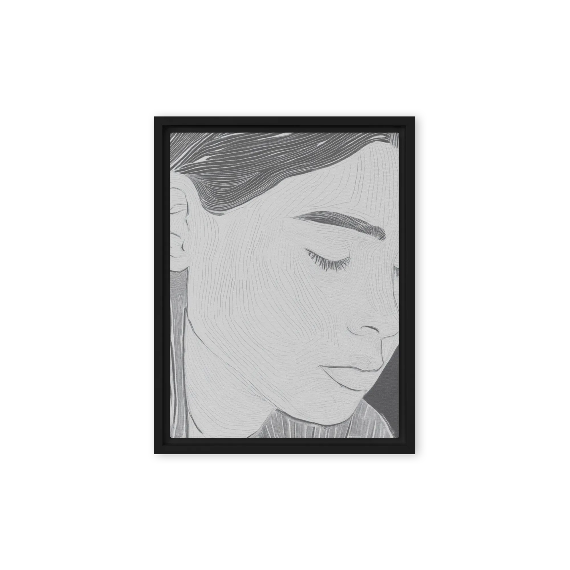 Contemplative Line Art Portrait
