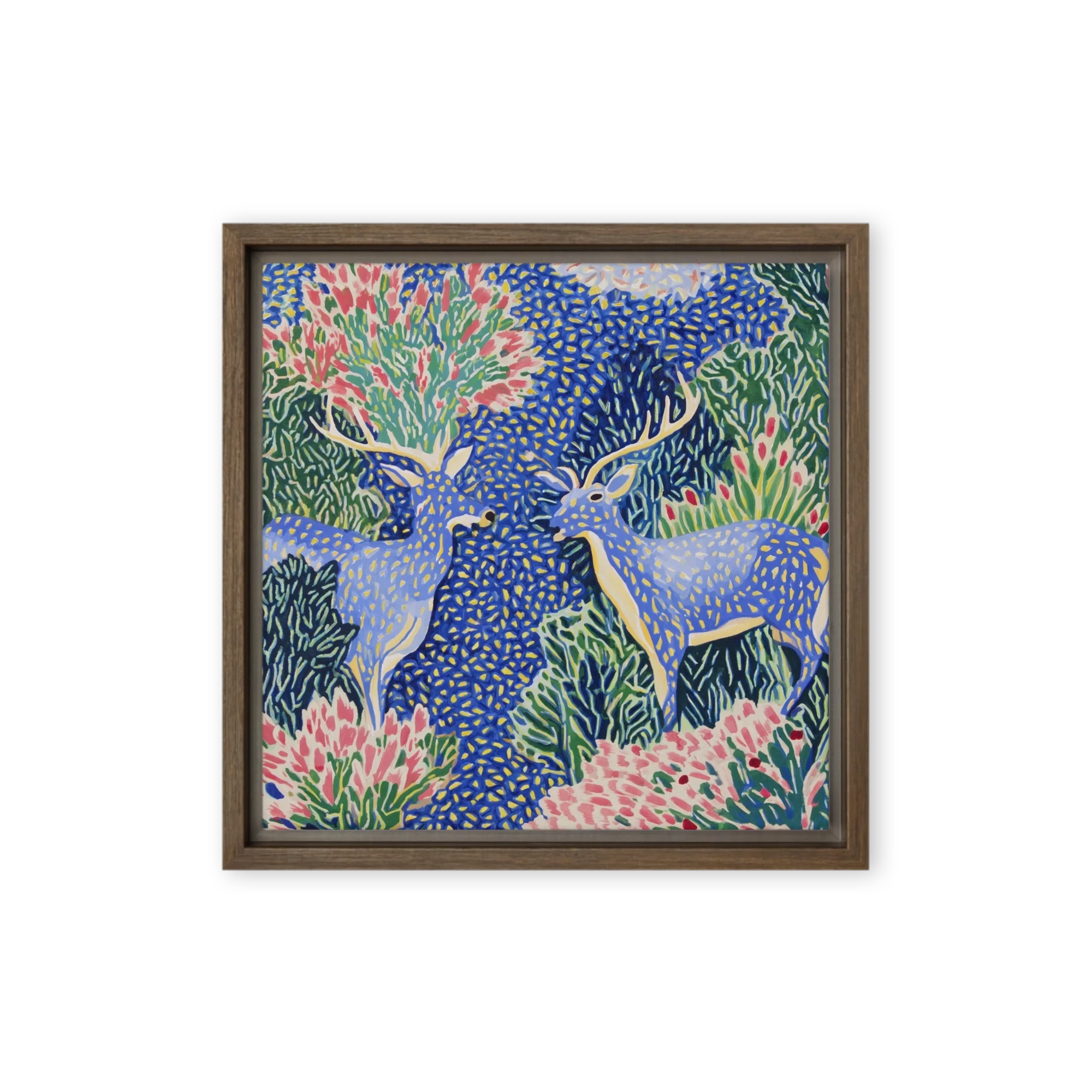 Blue Stags in Patterned Forest