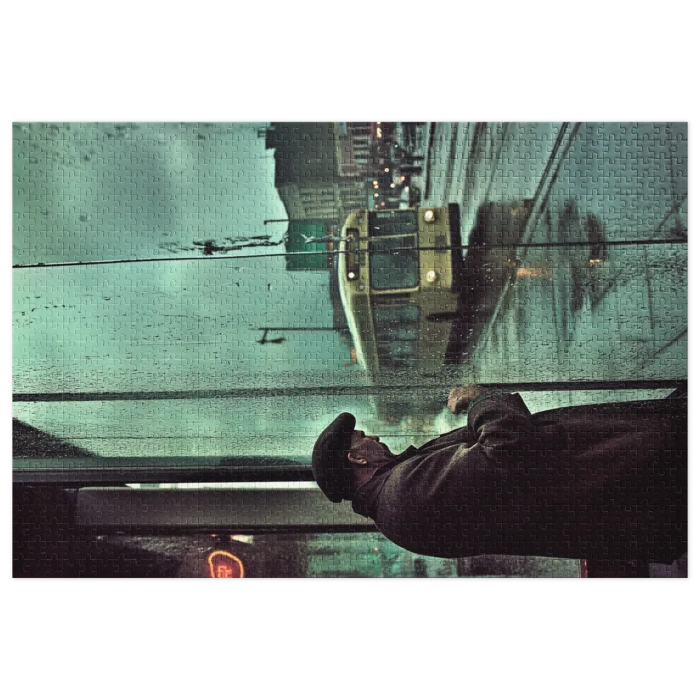 Waiting for the Bus in the Rain 
 Jigsaw Puzzle in Tin Box