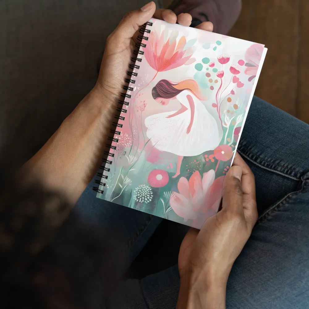 Girl in a Whimsical Garden 
 Spiral Notebook | 140 pages