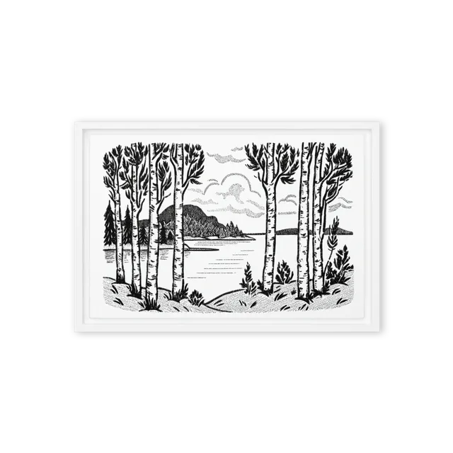 Birch Trees by the Lake | Art Print