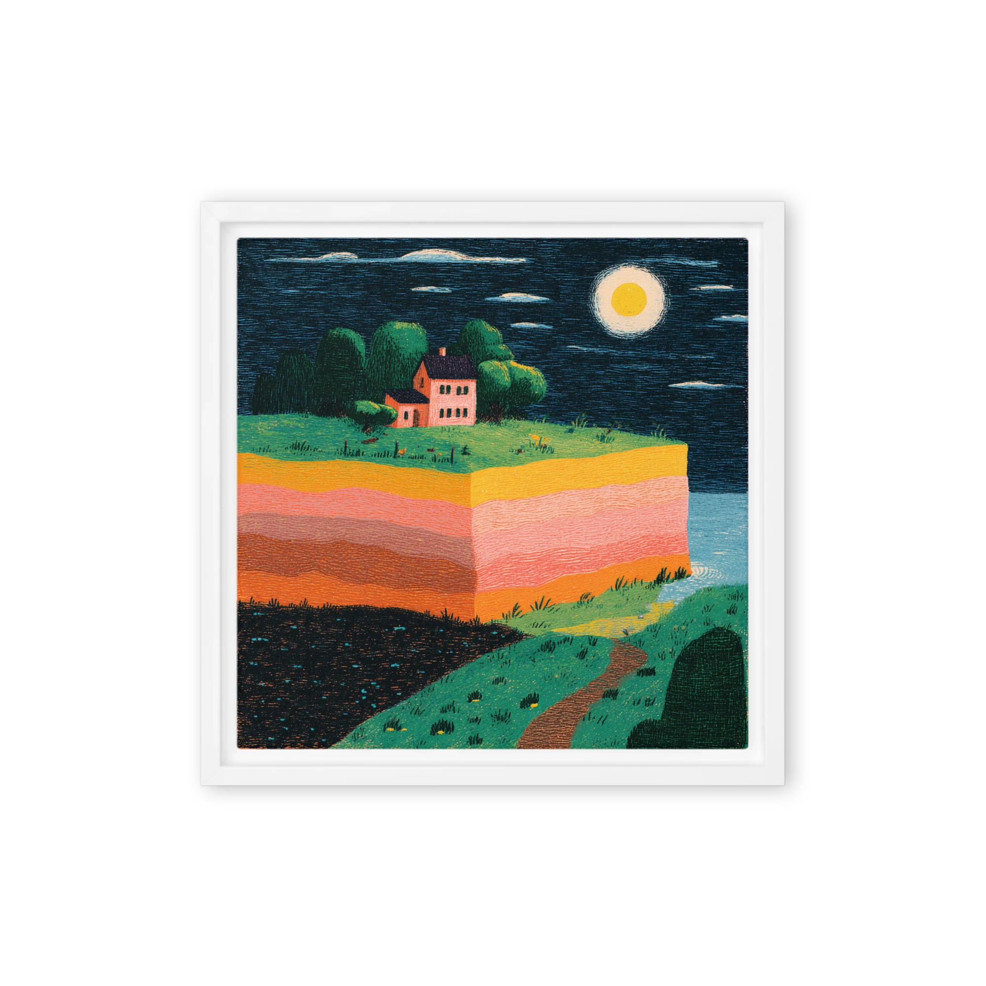 Tranquil Night on Layered Cliff