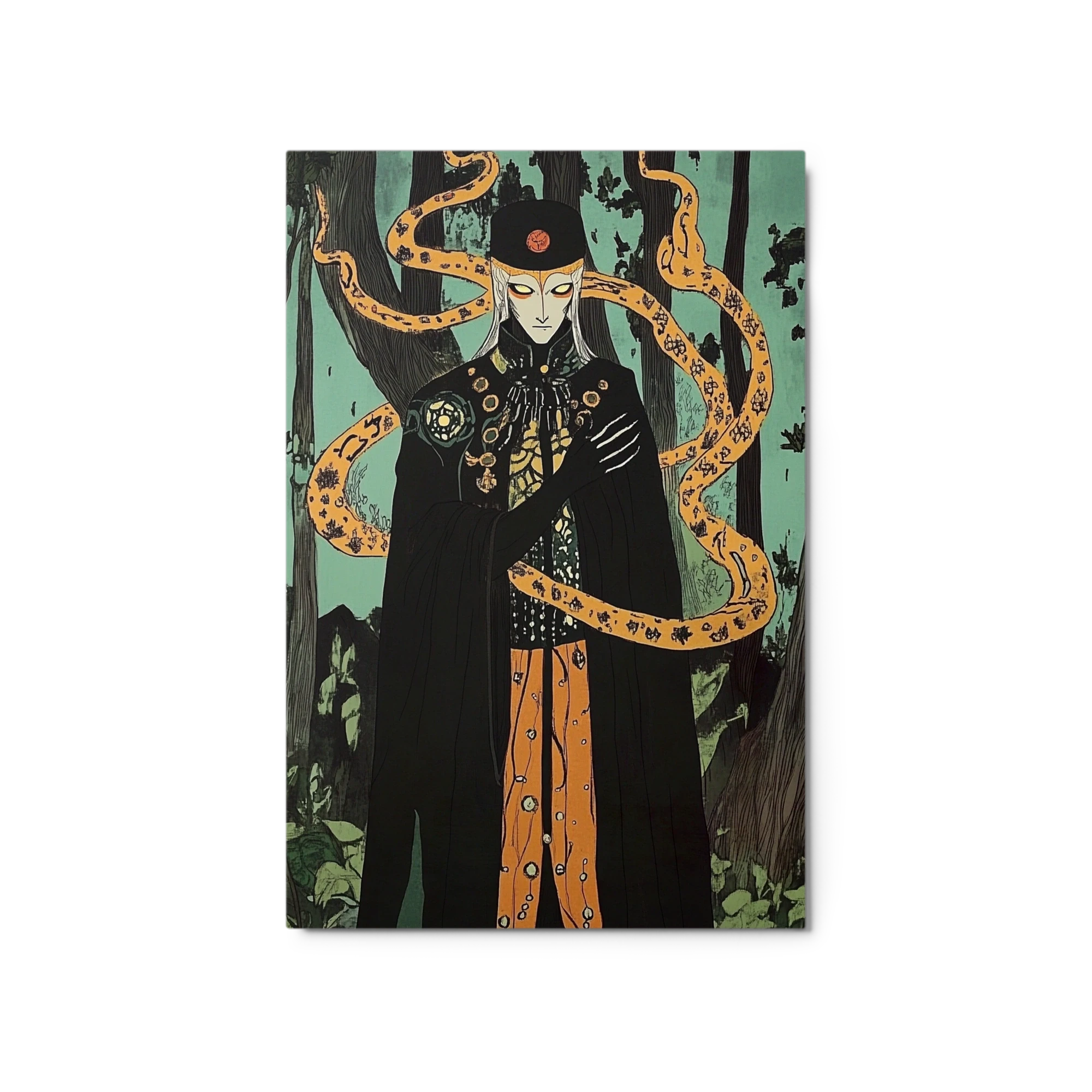 Mysterious Figure with Snakes