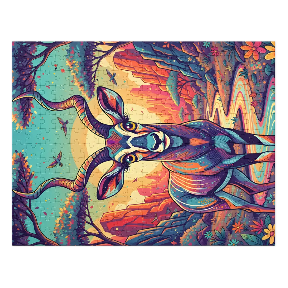 Turquoise Dawn — Horned Antelope | Jigsaw Puzzles