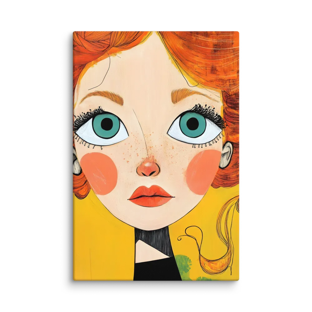 Expressive Redhead Portrait 
 Canvas with White Frame