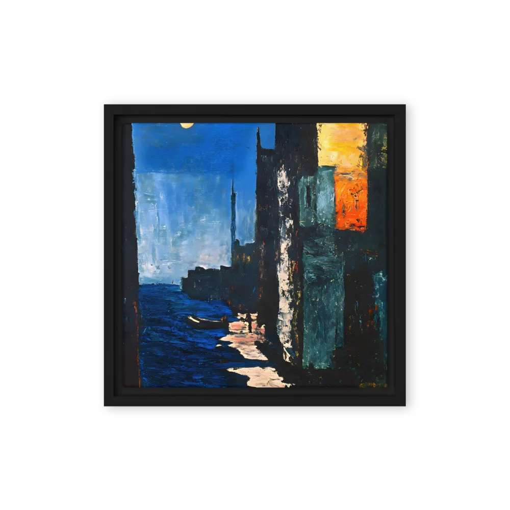 Moonlit Cityscape 
 Canvas with Black Frame