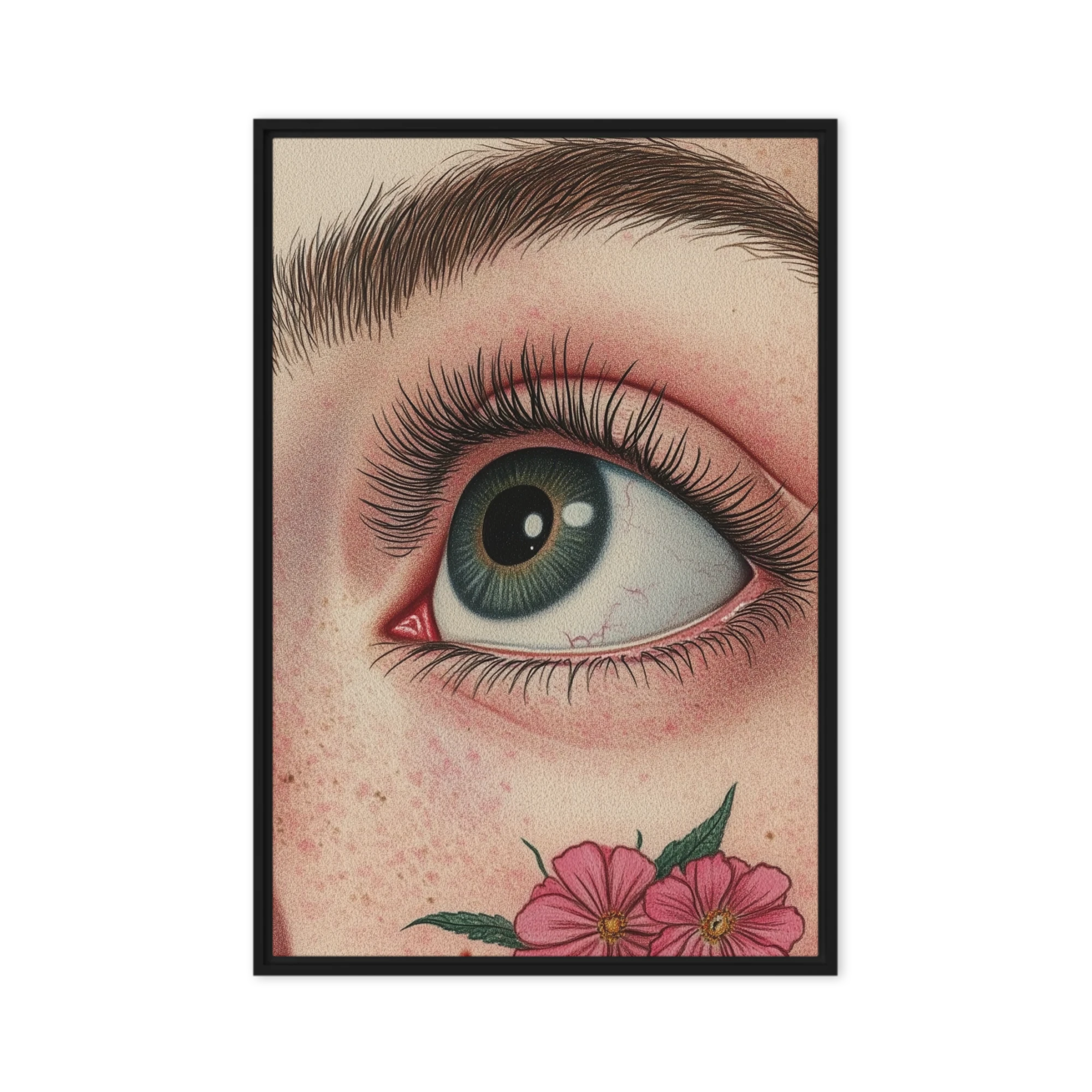 Realistic Eye with Pink Flowers