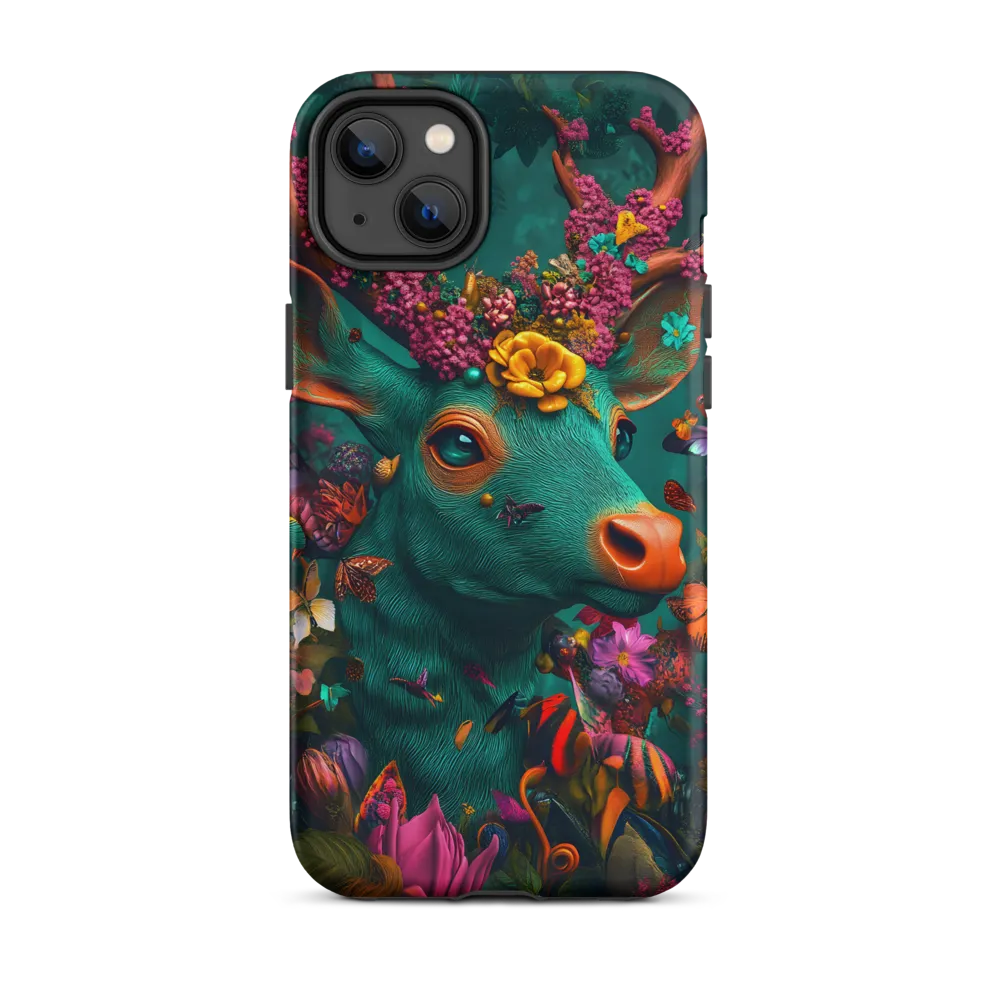 Vibrant Deer Surrounded by Flowers and Butterflies | Phone Case
