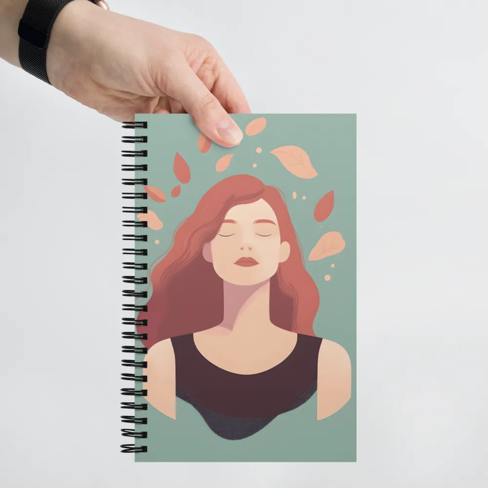 Serene Woman with Falling Leaves 
 Spiral Notebook | 140 pages