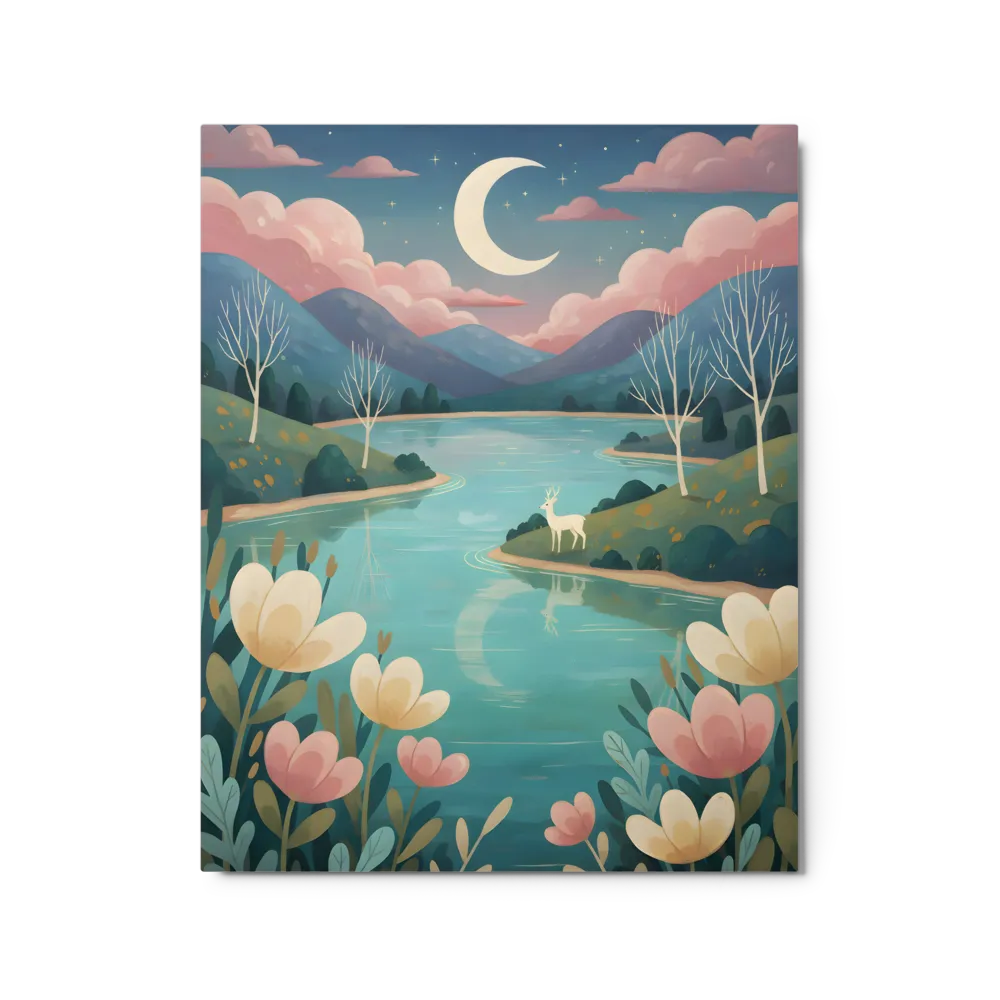 Whispers of the Moonlit Lake 
 Metal Print | 16″x 20″