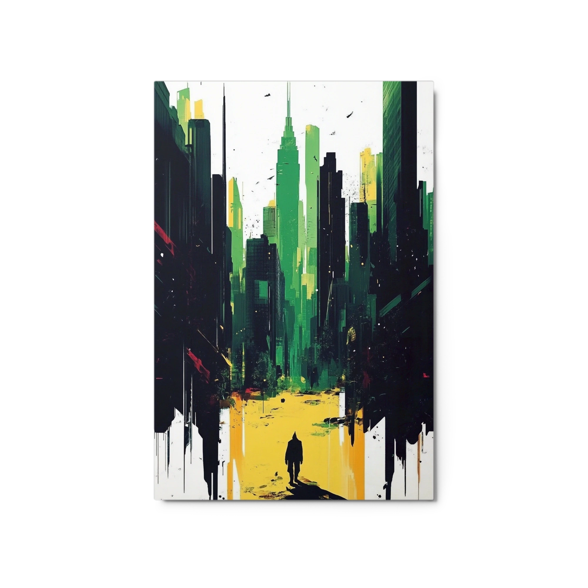 Abstract Urban Cityscape in Green and Yellow