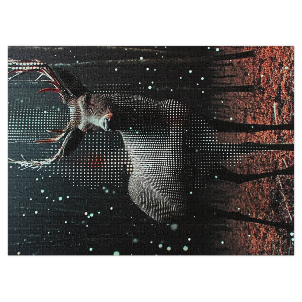 Fragmented Forest Stag 
 Jigsaw Puzzle in Tin Box