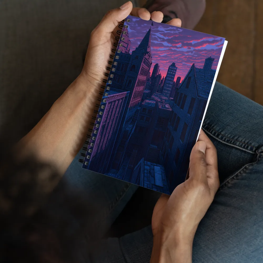 Purple Cityscape Sunset 
 Spiral Notebook | 140 pages