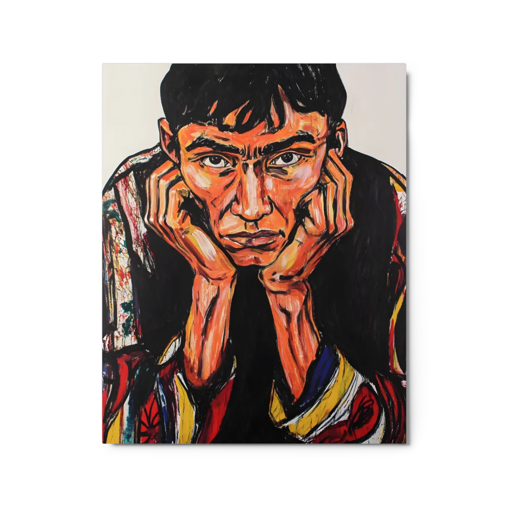 Pensive Gaze 
 Canvas with White Frame