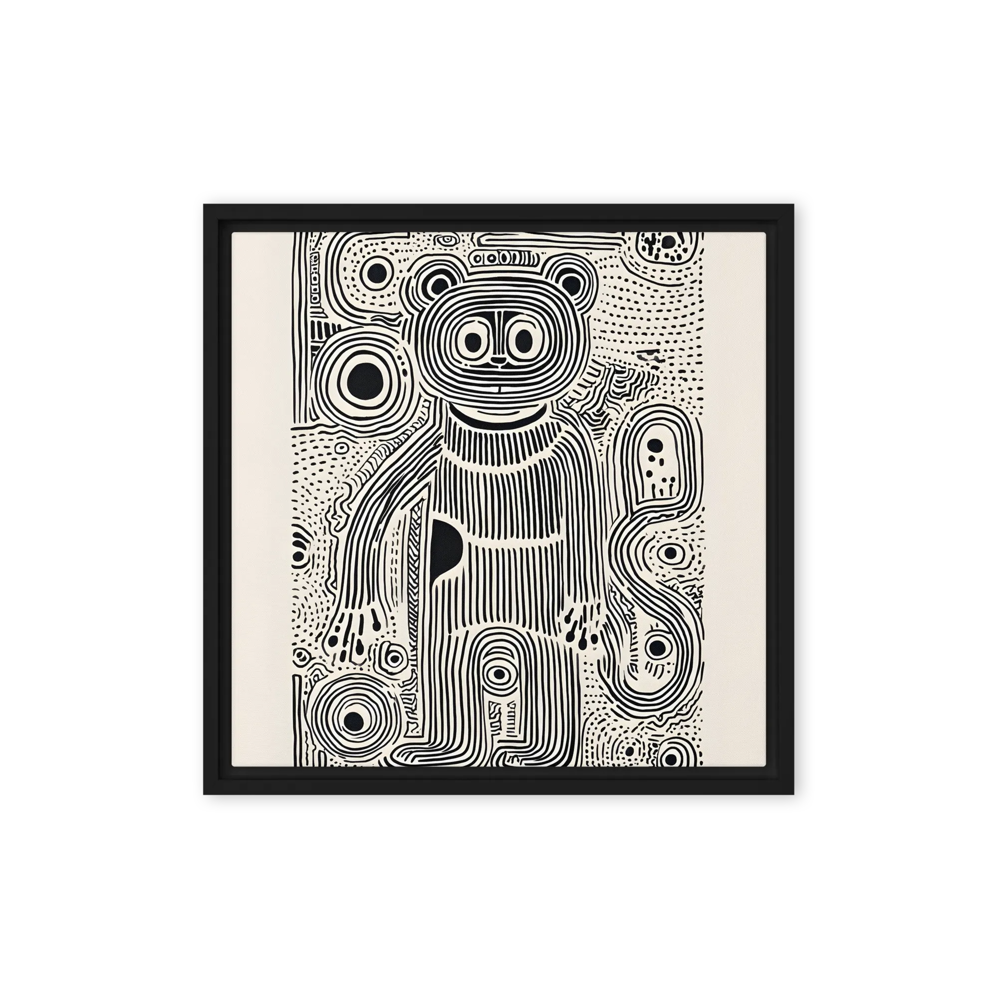 Dense parallel lines and celestial eyes — Hand-carved linocut prints