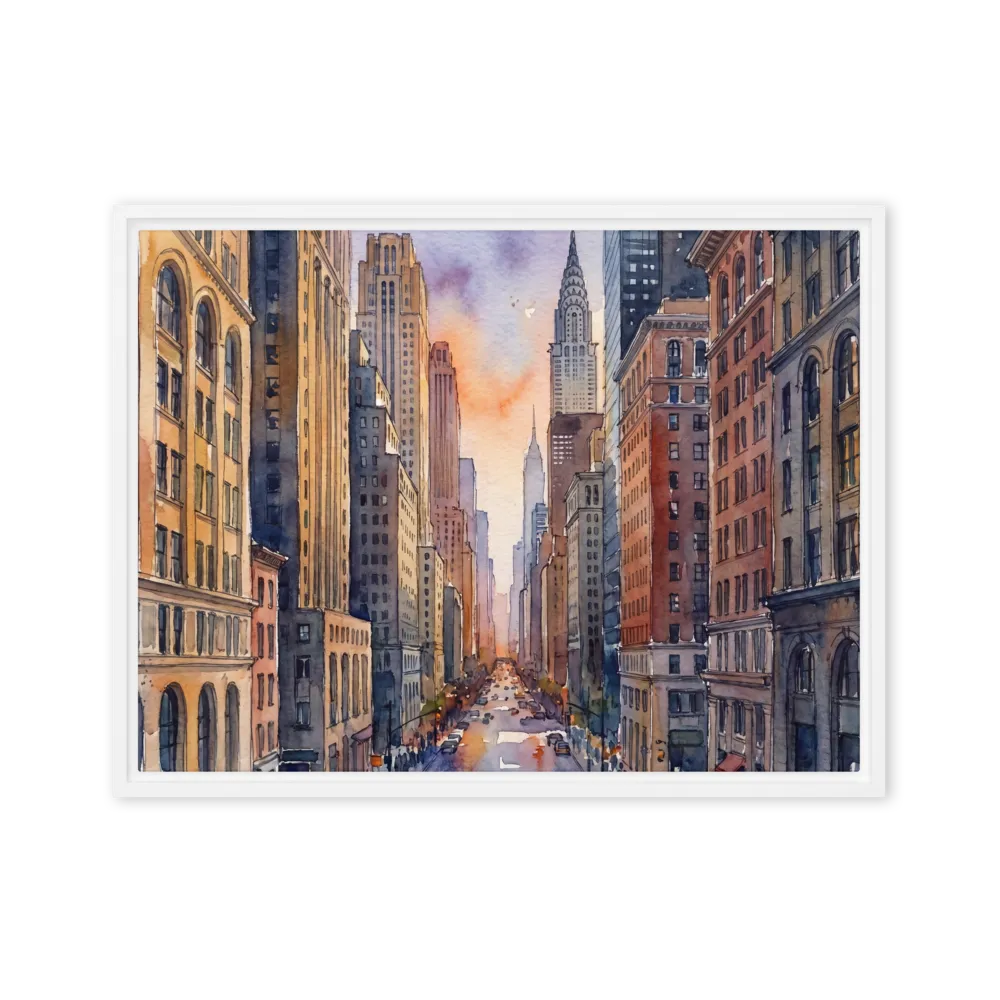 Urban Sunset Sketch 
 Poster with Red oak Frame | 20″x 30″