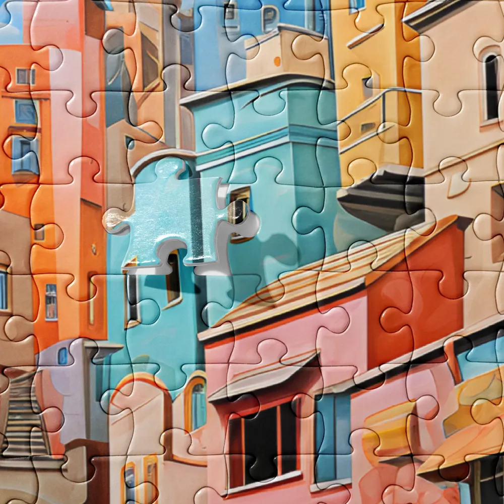 Mediterranean Hillside City 
 Jigsaw Puzzle