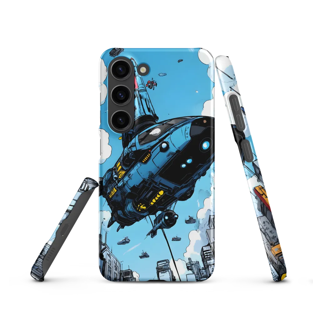 Futuristic Spaceship Over Cityscape | Phone Case