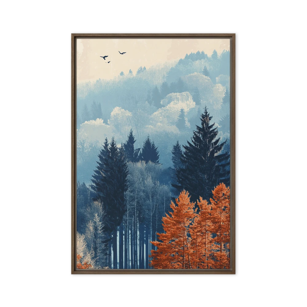 Autumn's Embrace in a Misty Forest | Art Print