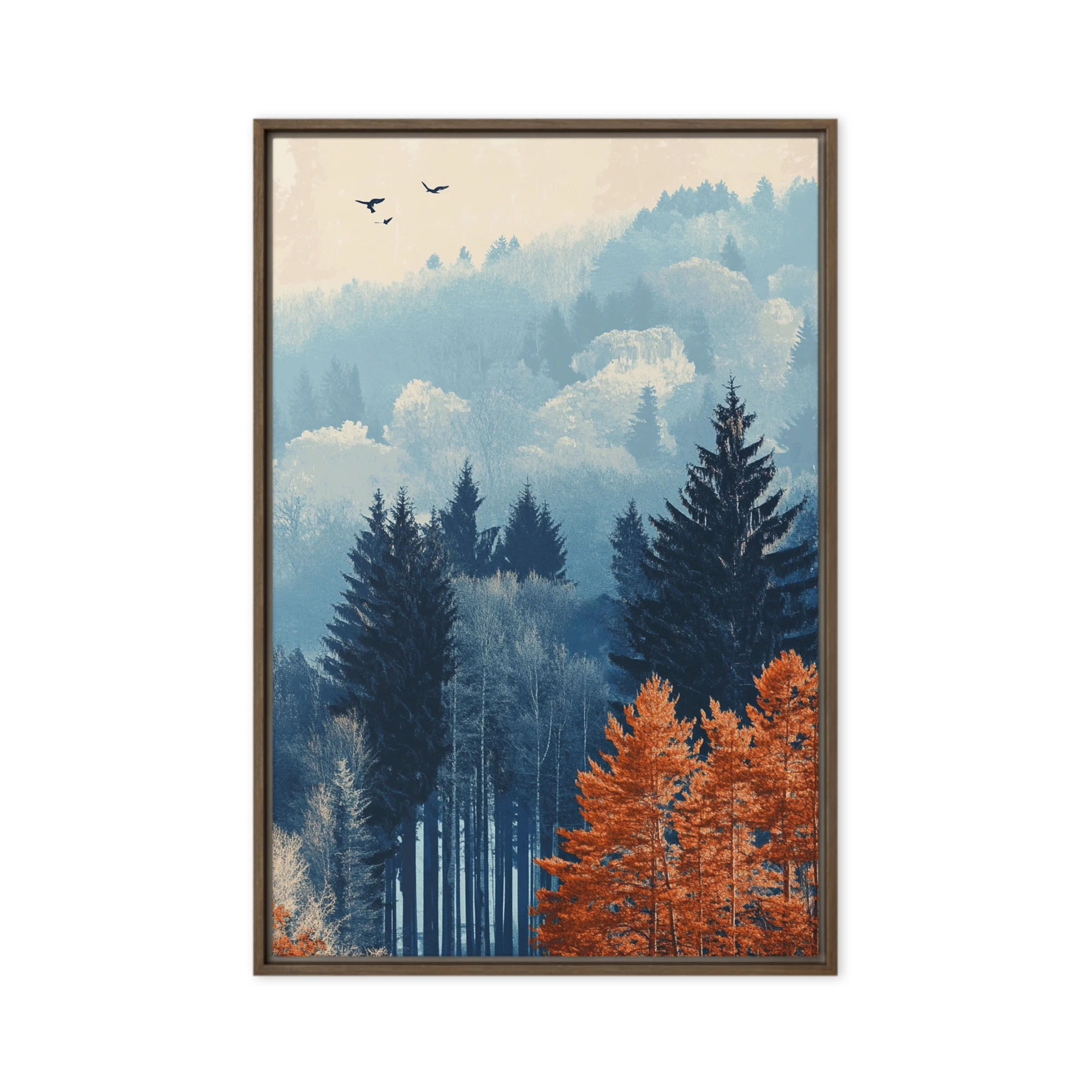 Autumn's Embrace in a Misty Forest | Art Print