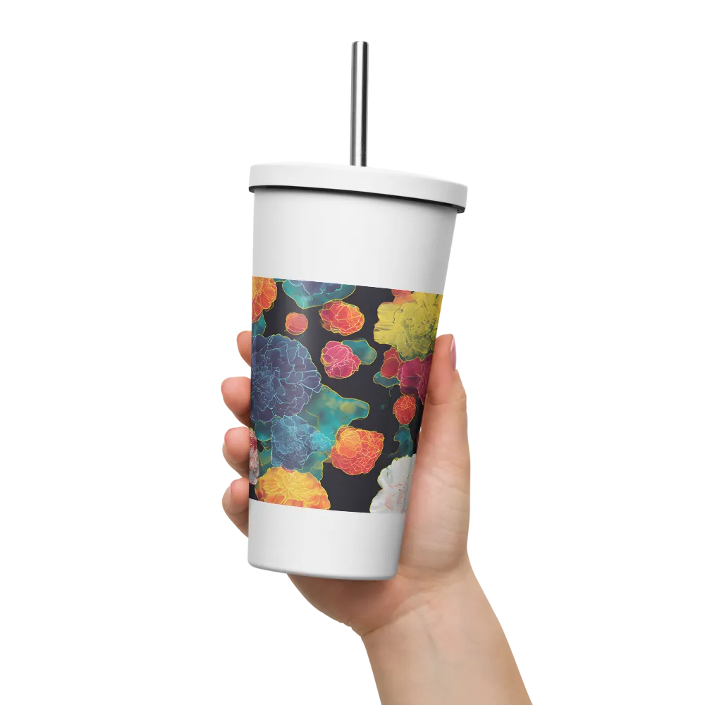 Tapeçaria de peônias néon | Caneca de viagem