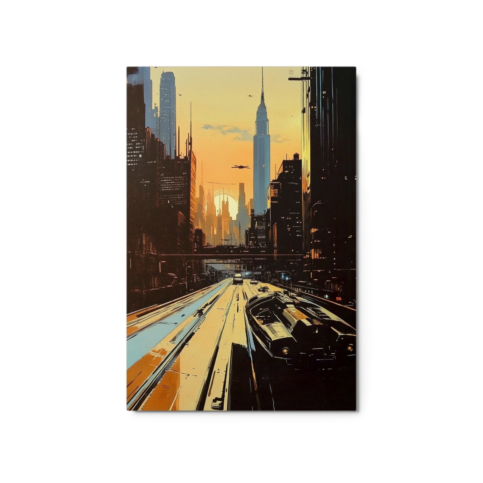 Futuristic Cityscape with Train