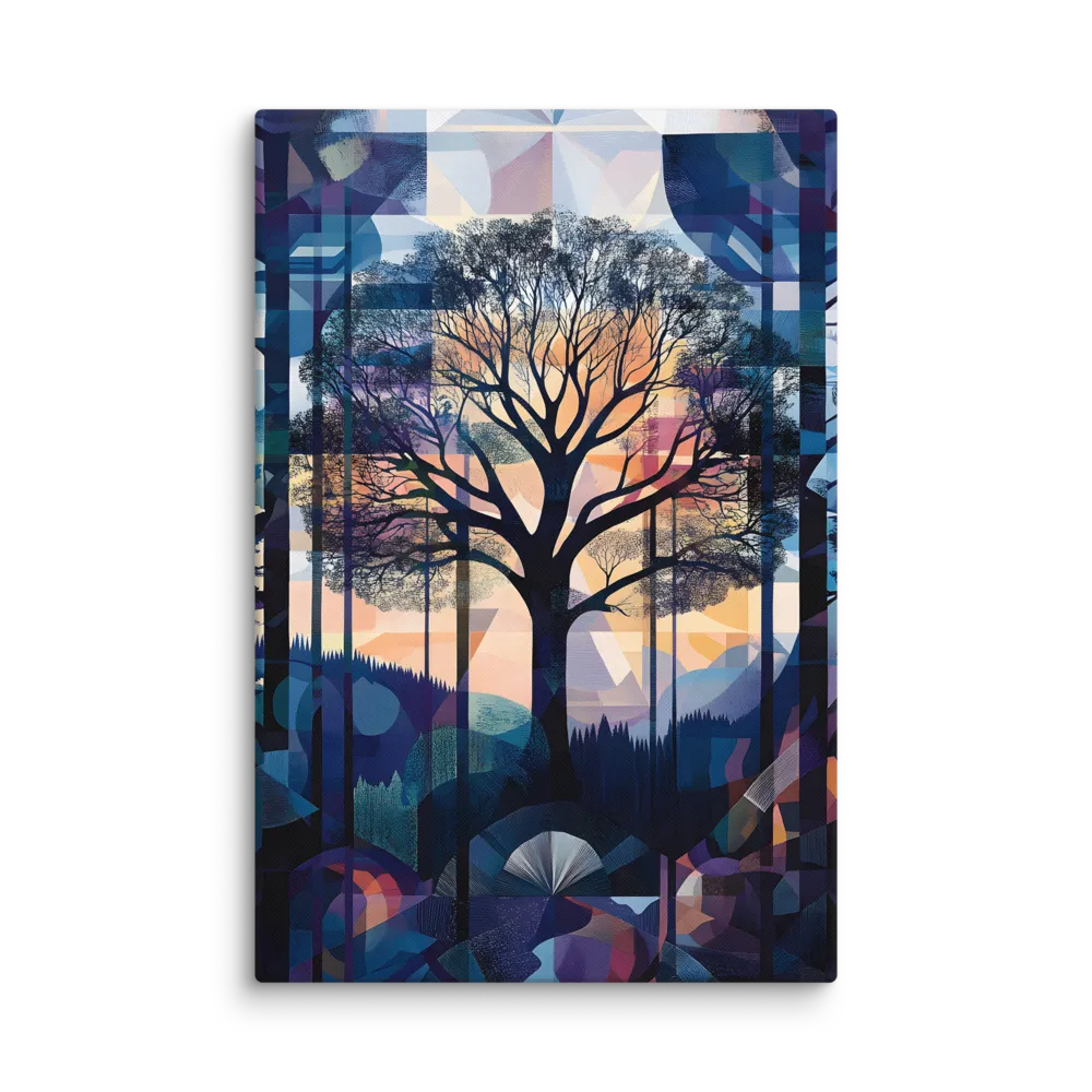 Stained Glass Forest 
 Canvas with Black Frame