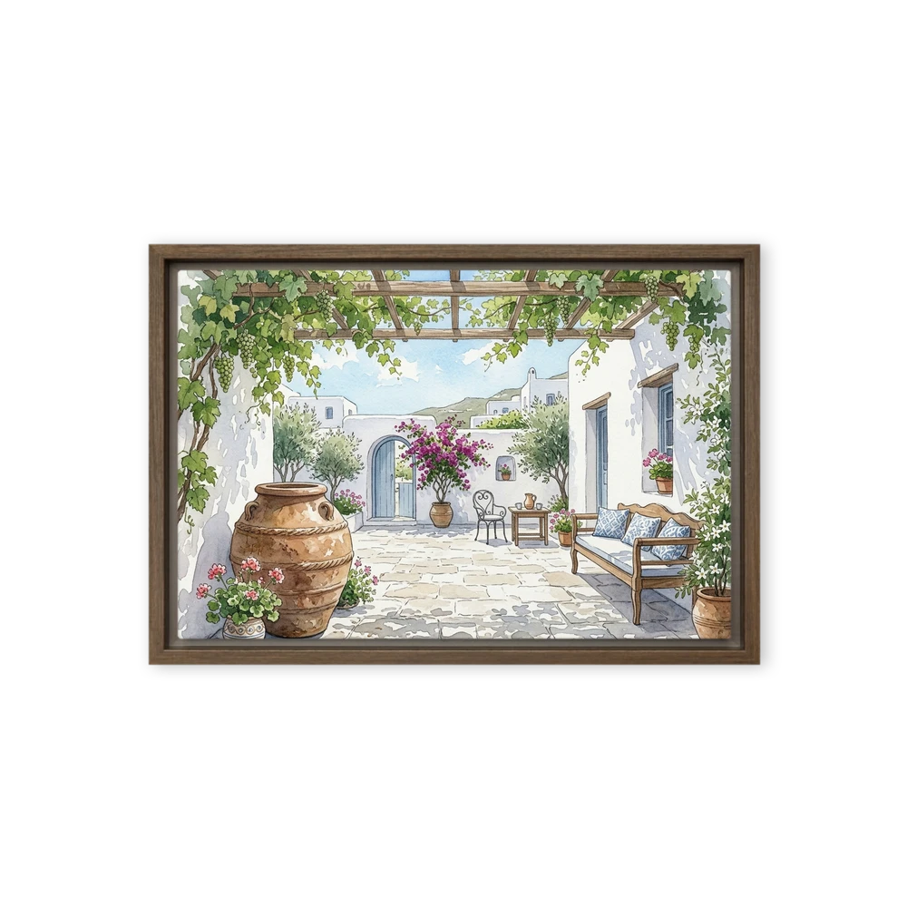 Sunlit Greek Courtyard | Art Print