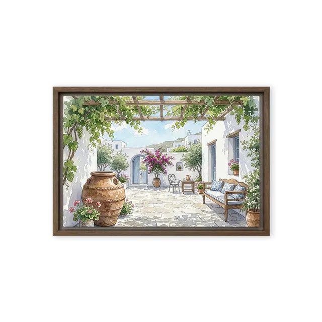 Sunlit Greek Courtyard | Art Print