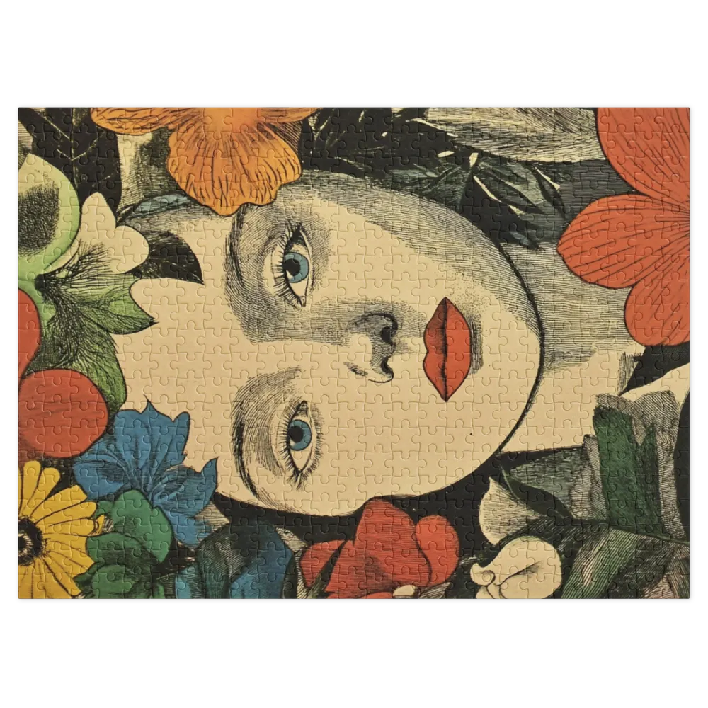 Art Nouveau Floral Portrait 
 Jigsaw Puzzle in Tin Box