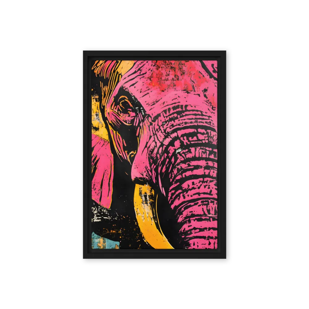Vibrant Elephant Portrait 
 Canvas with Brown Frame